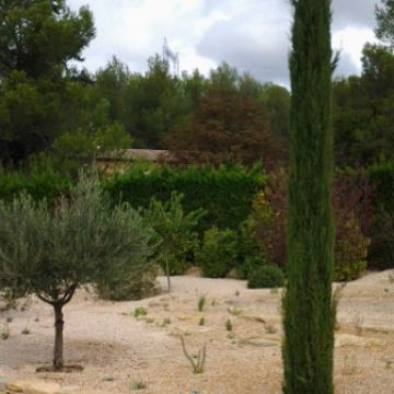 Aménagement d'un jardin au style méditerranéen avec construction de murets en pierre sèche - Lauris